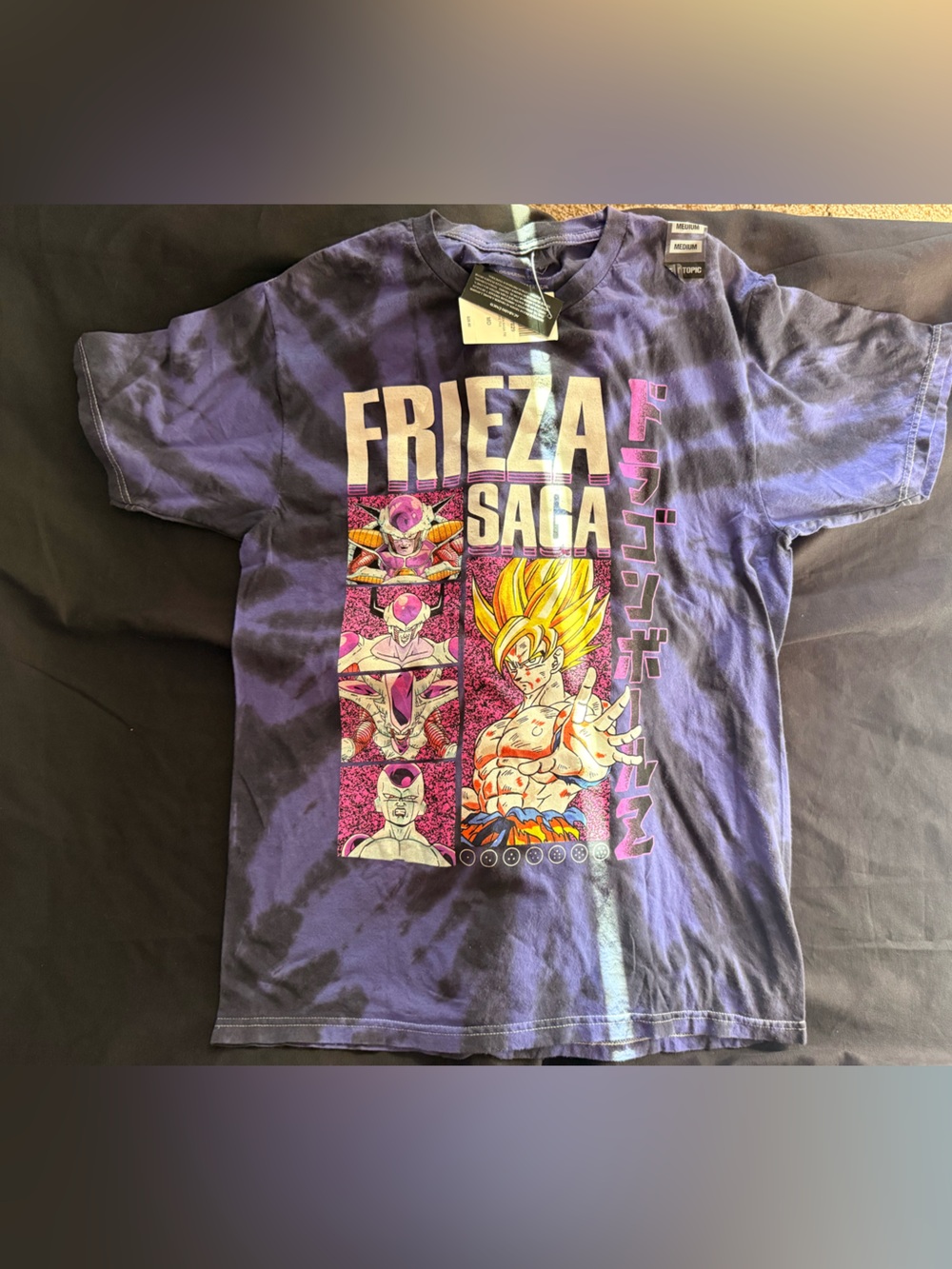 Dragon Ball Z Frieza Saga Purple Dye Graphic Unisex T-Shirt SIZE- MEDIUM